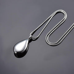 Modern Silver Water Drop Cremation Urn Necklace