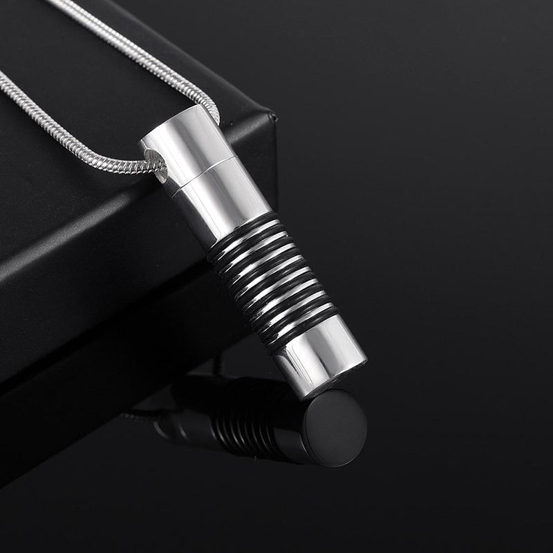 Modern Style Cylindrical Cremation Urn Necklace