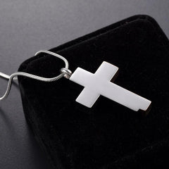 Modern Style Two Tone Cross Cremation Urn Necklace With Gem Rhinestones