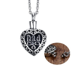 Mom/Dad Heart Shaped Cremation Necklace