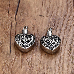 Mom/Dad Heart Shaped Cremation Necklace