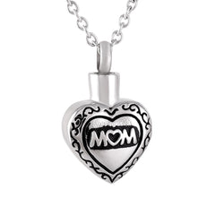 Mom Heart Shaped Cremation Urn Necklace