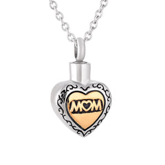 Mom Heart Shaped Cremation Urn Necklace
