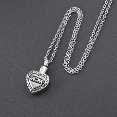 Mom Heart Shaped Cremation Urn Necklace