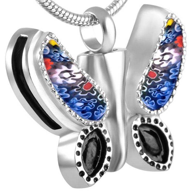 Murano Glass Butterfly Cremation Urn Necklace