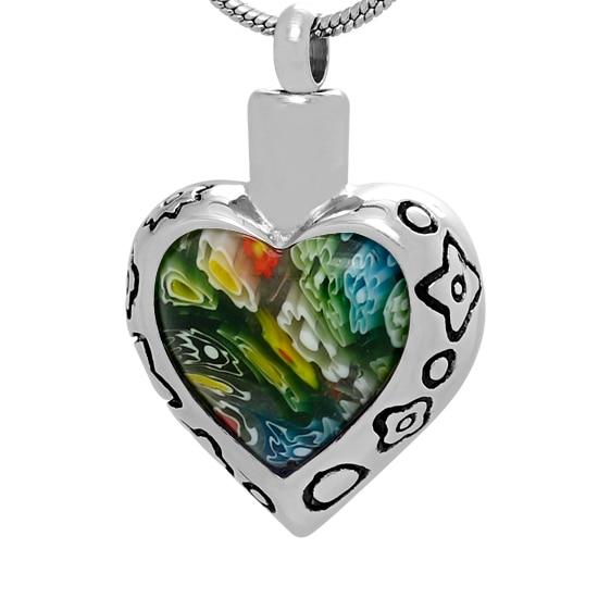Murano Glass Heart Shaped Cremation Urn Necklace