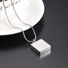 "My Fur Angel" Modern Square Cremation Urn Necklace With Paw Prints