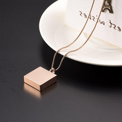 "My Fur Angel" Modern Square Cremation Urn Necklace With Paw Prints