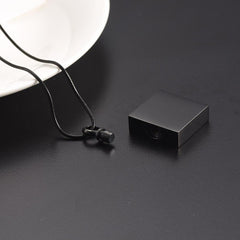"My Fur Angel" Modern Square Cremation Urn Necklace With Paw Prints