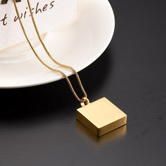 "My Fur Angel" Modern Square Cremation Urn Necklace With Paw Prints