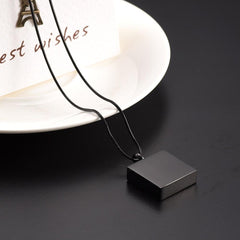 "My Fur Angel" Modern Square Cremation Urn Necklace With Paw Prints
