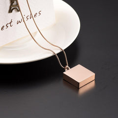 "My Fur Angel" Modern Square Cremation Urn Necklace With Paw Prints