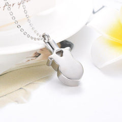 Owl Heart Cremation Urn Necklace With Rhinestones