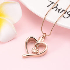 Paw Print In Heart Pet Cremation Urn Necklace