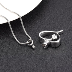 Paw Print In Heart Pet Cremation Urn Necklace