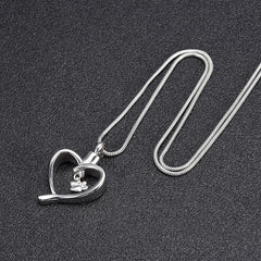 Paw Print In Heart Pet Cremation Urn Necklace