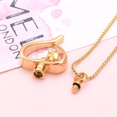 Paw Print In Heart Pet Cremation Urn Necklace