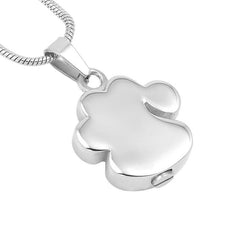 Pet Paw Cremation Urn Necklace With Rhinestones