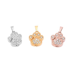 Pet Paw Cremation Urn Necklace With Rhinestones