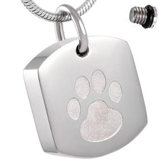 Pet Paw Dog Tag Cremation Urn Necklace