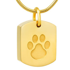 Pet Paw Dog Tag Cremation Urn Necklace