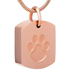 Pet Paw Dog Tag Cremation Urn Necklace