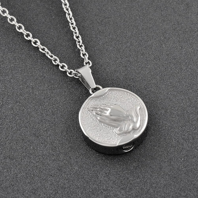 Praying Hands Cremation Urn Necklace