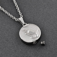 Praying Hands Cremation Urn Necklace