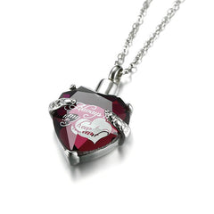 Violet Crystal Heart Urn Necklace Etched Always In My Heart