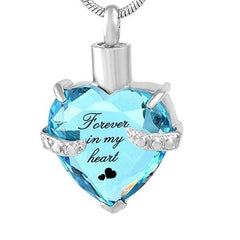 Rhinestone Heart Shaped "Forever In My Heart" Engraving Urn Necklace