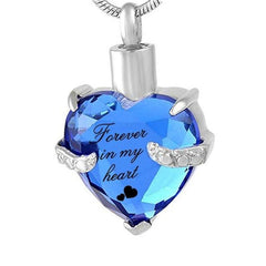 Rhinestone Heart Shaped "Forever In My Heart" Engraving Urn Necklace