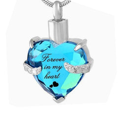 Rhinestone Heart Shaped "Forever In My Heart" Engraving Urn Necklace