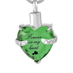 Rhinestone Heart Shaped "Forever In My Heart" Engraving Urn Necklace