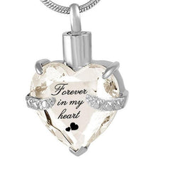 Rhinestone Heart Shaped "Forever In My Heart" Engraving Urn Necklace