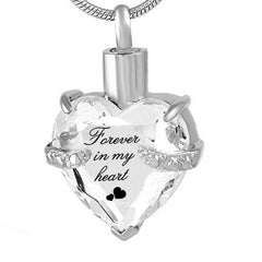 Rhinestone Heart Shaped "Forever In My Heart" Engraving Urn Necklace