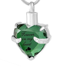 Rhinestone Heart Shaped "Forever In My Heart" Engraving Urn Necklace
