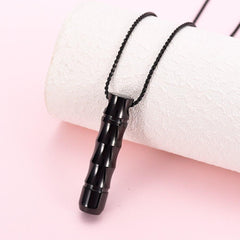 Ribbed Modern Cylinder Tube Cremation Urn Necklace