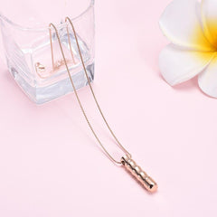 Ribbed Modern Cylinder Tube Cremation Urn Necklace