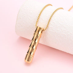 Ribbed Modern Cylinder Tube Cremation Urn Necklace