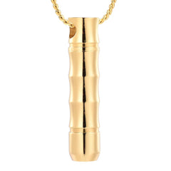 Ribbed Modern Cylinder Tube Cremation Urn Necklace