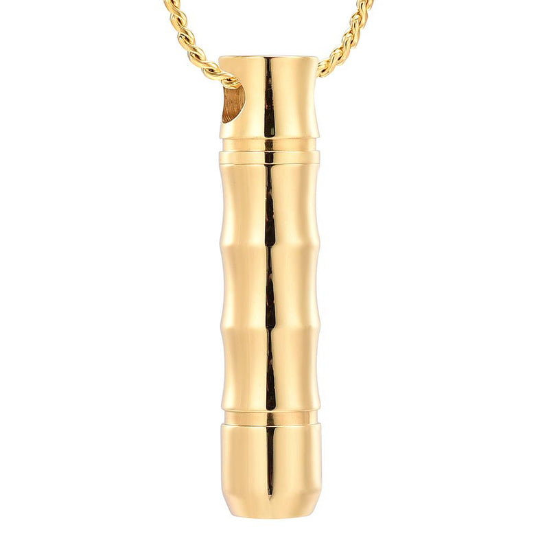 Ribbed Modern Cylinder Tube Cremation Urn Necklace