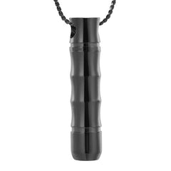 Ribbed Modern Cylinder Tube Cremation Urn Necklace