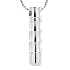 Ribbed Modern Cylinder Tube Cremation Urn Necklace