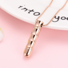 Ribbed Modern Cylinder Tube Cremation Urn Necklace