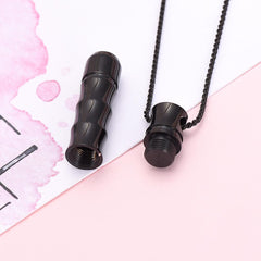 Ribbed Modern Cylinder Tube Cremation Urn Necklace