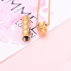 Ribbed Modern Cylinder Tube Cremation Urn Necklace