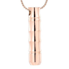Ribbed Modern Cylinder Tube Cremation Urn Necklace