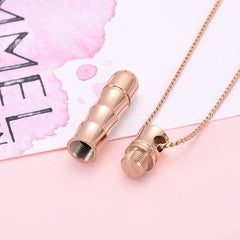 Ribbed Modern Cylinder Tube Cremation Urn Necklace