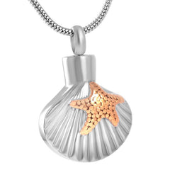 Sea Shell & Starfish Cremation Urn Necklace