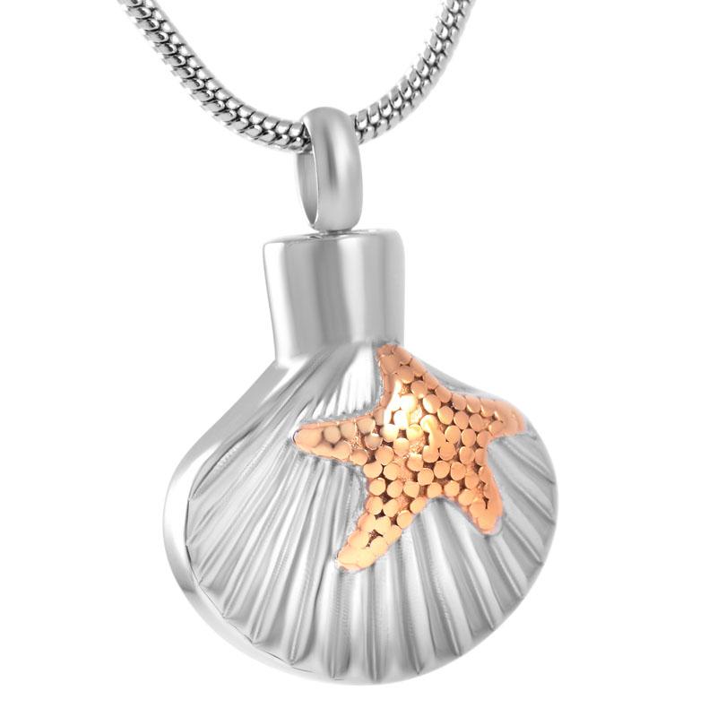 Sea Shell & Starfish Cremation Urn Necklace